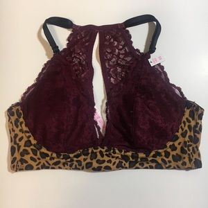 2/$10 VS PINK lightly lined bra cheetah and maroon